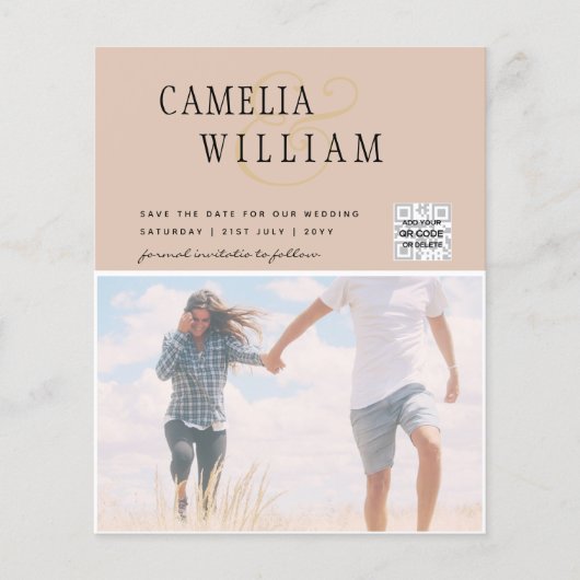 BUDGETフォト救結婚式招待状日QRコード チラシ (正面)