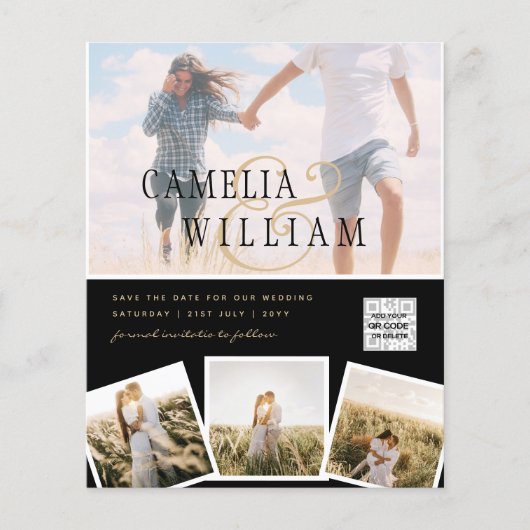 BUDGETフォト救結婚式招待状日QRコード チラシ (正面)