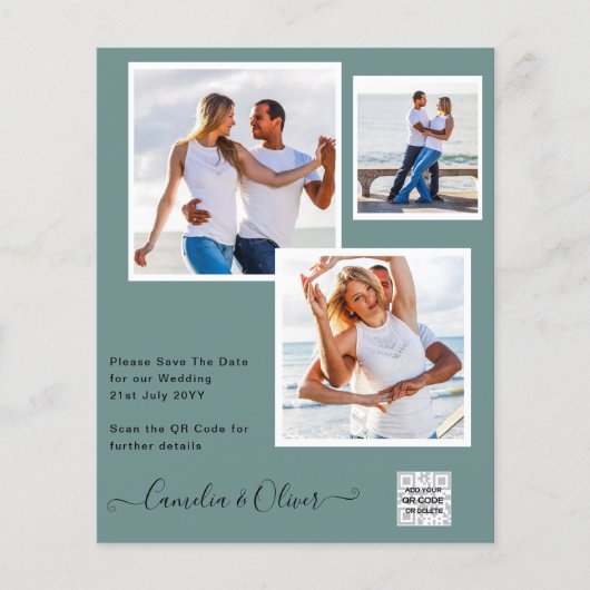 BUDGETフォト救結婚式招待状日QRコード チラシ (正面)