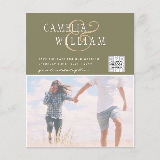 BUDGETフォト救結婚式招待状日QRコード チラシ (正面)