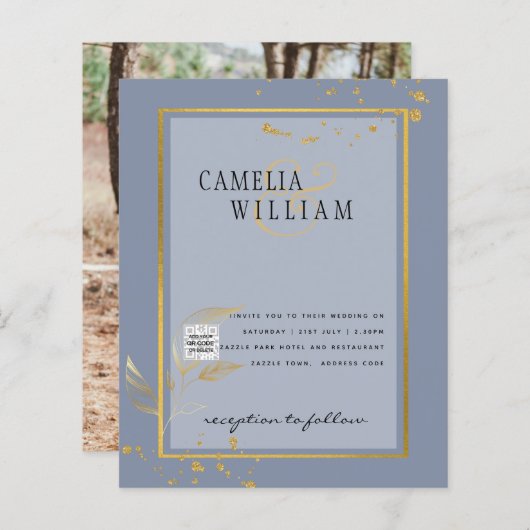 BUDGETフォト結婚式招待状日付の保存 (正面/裏面)