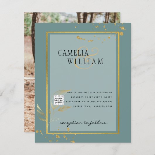 BUDGETフォト結婚式招待状日付の保存 (正面/裏面)