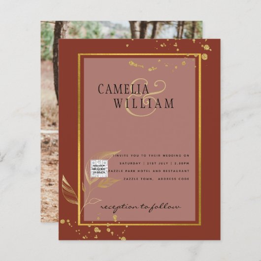 BUDGETフォト結婚式招待状日付の保存 (正面/裏面)