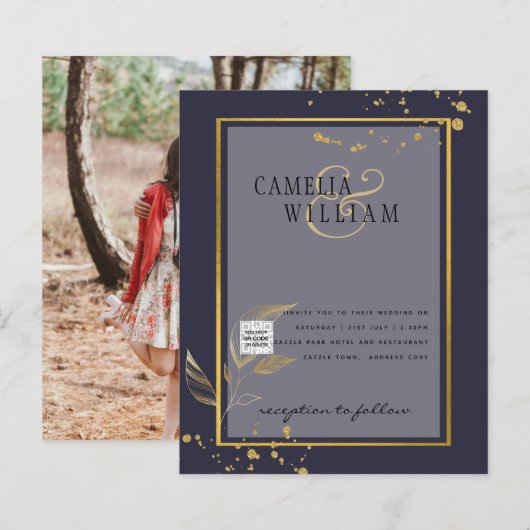 BUDGETフォト結婚式招待状日付の保存 (正面/裏面)