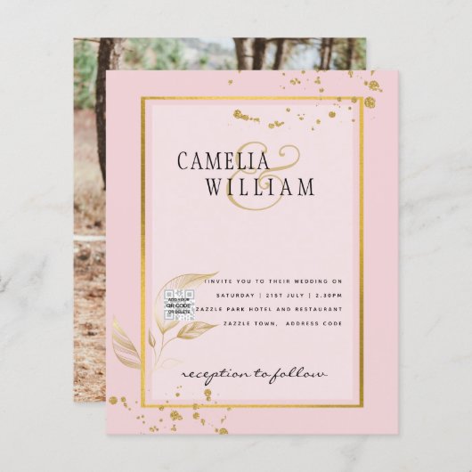 BUDGETフォト結婚式招待状日付の保存 (正面/裏面)