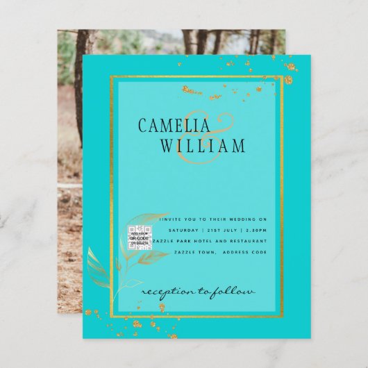 BUDGETフォト結婚式招待状日付の保存 (正面/裏面)