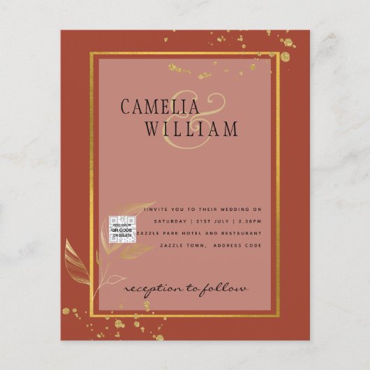 BUDGETフォト結婚式招待状日付の保存 チラシ (正面)