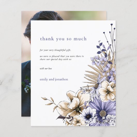 Budgetフォト花模様結婚薄紫の感謝 (正面/裏面)