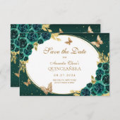 BUDGETフローラエメラルド金ゴールドバタフライキンセアニラ ノートカード (正面/裏面)