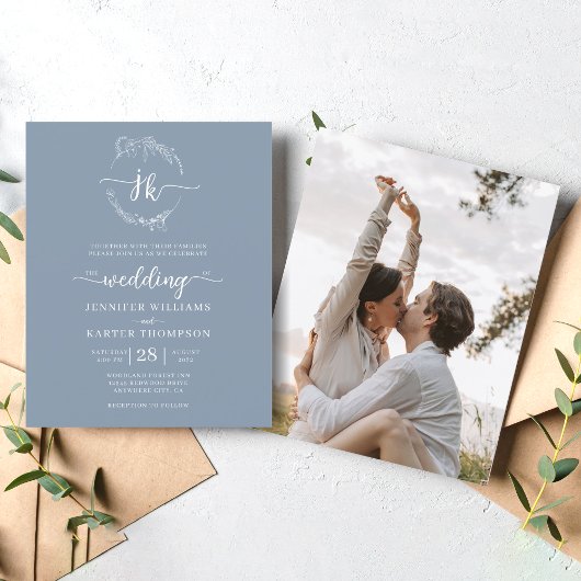 BUDGETフローラダスティブルーモノグラム結婚写真