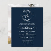 BUDGETフローラネイビーブルーモノグラム結婚写真 (正面/裏面)