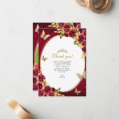 BUDGETフローラレッド金ゴールドバタフライフォトキンセアニラ ノートカード (正面/裏面インサイチュ)