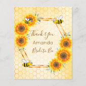 BUDGETブライダルシャワーひまわりミツバチサンキューカード (正面)
