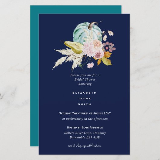 BUDGETブライダルシャワー招待状カスタムの色 (正面/裏面)