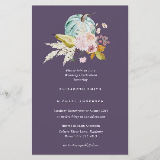 BUDGETブライダルシャワー招待状カスタムの色 (正面)