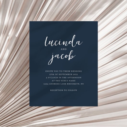 BUDGETブラシ付きスクリプクラシックトネイビーブルー結婚ズ