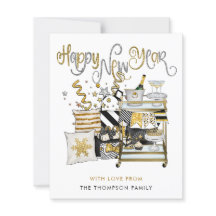 BUDGETブラック金ゴールドグリッタースクリプトハッピーニューイヤー