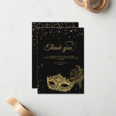 BUDGETブラック金ゴールドグリッター仮装ありがとう ノートカード (正面/裏面インサイチュ)