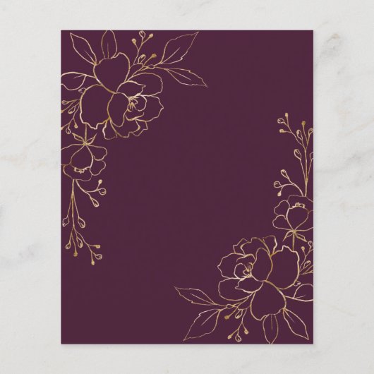 BUDGETブルゴーニュ&金ゴールド花は日付カードを保存 (裏面)