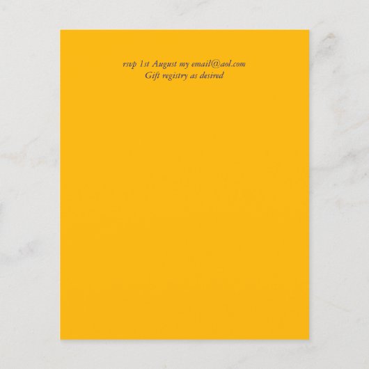 BUDGETブルーイエローサンフラワーウェディング招待 (裏面)