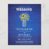BUDGETブルーイエローサンフラワーウェディング招待 (正面)