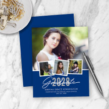 BUDGETブルーモダンの卒業写真コラージュ