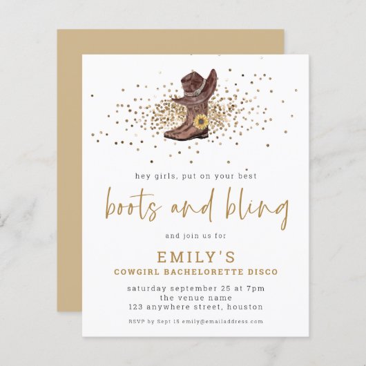 BUDGETブーツきらきら光る女性のカーボーイバチェロレッテディスコ (正面/裏面)