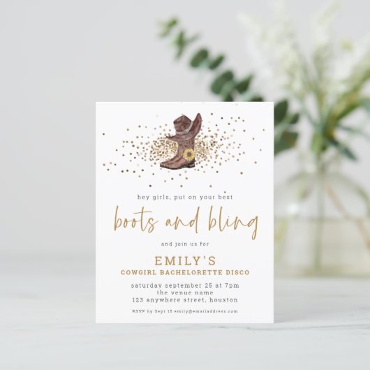 BUDGETブーツきらきら光る女性のカーボーイバチェロレッテディスコ (スタンド正面)