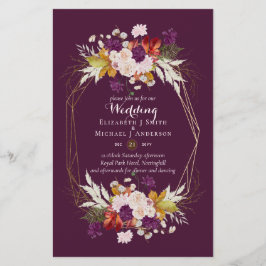 BUDGETプラムとサンゴ結婚式招待状A9