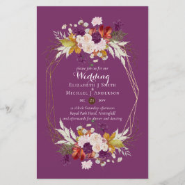 BUDGETプラムとサンゴ結婚式招待状A9