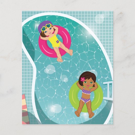 BUDGETプールパーティー子供の誕生日招待状 (裏面)