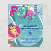 BUDGETプールパーティー子供の誕生日招待状 (正面)