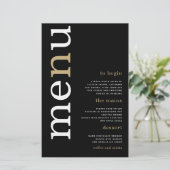 BUDGETホワイト金ゴールドタイポグラフィブラック結婚のメニュー (スタンド正面)