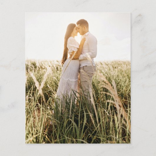 BUDGETホワイト金ゴールド写真結婚式招待状 (裏面)