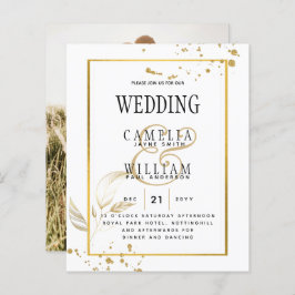 BUDGETホワイト金ゴールド写真結婚式招待状