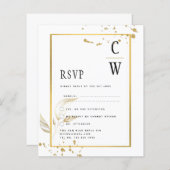 BUDGETホワイト金ゴールド写真結婚式招待状 (正面/裏面)