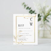 BUDGETホワイト金ゴールド写真結婚式招待状 (スタンド正面)