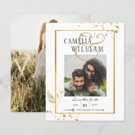 BUDGETホワイト金ゴールド写真結婚式招待状