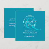 BUDGETボンディブルーモノクロ結婚ーズ 招待状 (正面/裏面)