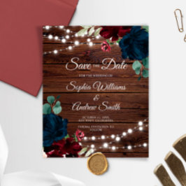 BUDGETマルサラ&ネイビー素朴ウッド日付を保存