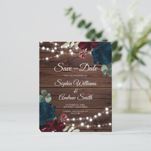 BUDGETマルサラ&ネイビー素朴ウッド日付を保存 (スタンド正面)