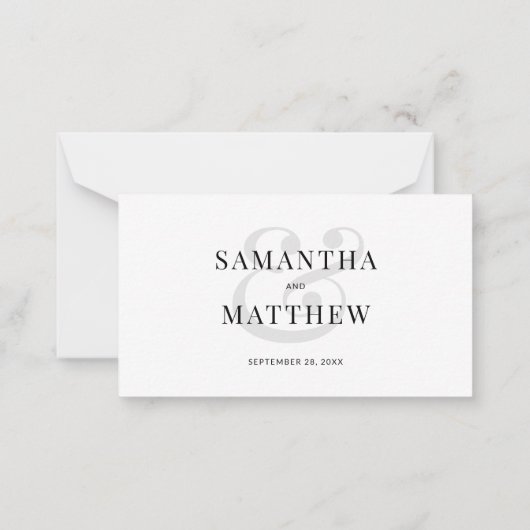 BUDGETミニマエレガントリストウェディングRSVP ノートカード (裏面)