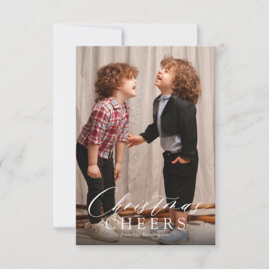 BUDGETミニマリストスクリプトクリスマス応援1写真 ノートカード (正面)