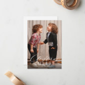 BUDGETミニマリストスクリプトクリスマス応援1写真 ノートカード (正面/裏面インサイチュ)