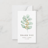 Budgetミニマルな緑の葉ありがとう ノートカード (正面)