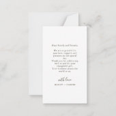 Budgetミニマルな緑の葉ありがとう ノートカード (裏面)