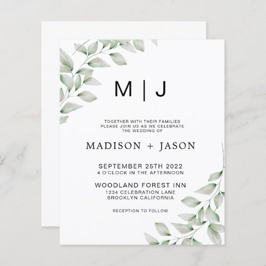 BUDGETミニマルはっきりした主義緑モノグラム結婚ズ (正面/裏面)