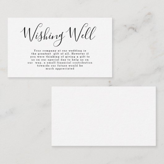BUDGETミニマル結婚リストのWishing Well Enclosure ノートカード (正面/裏面)