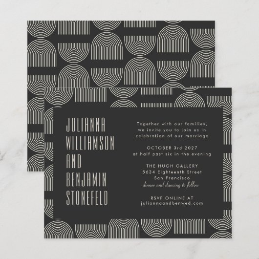 Budgetモダン Geometric Black Arch Lines 結婚's (正面/裏面)