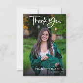 Budgetモダン Scriptの卒業写真 サンキューカード (正面)